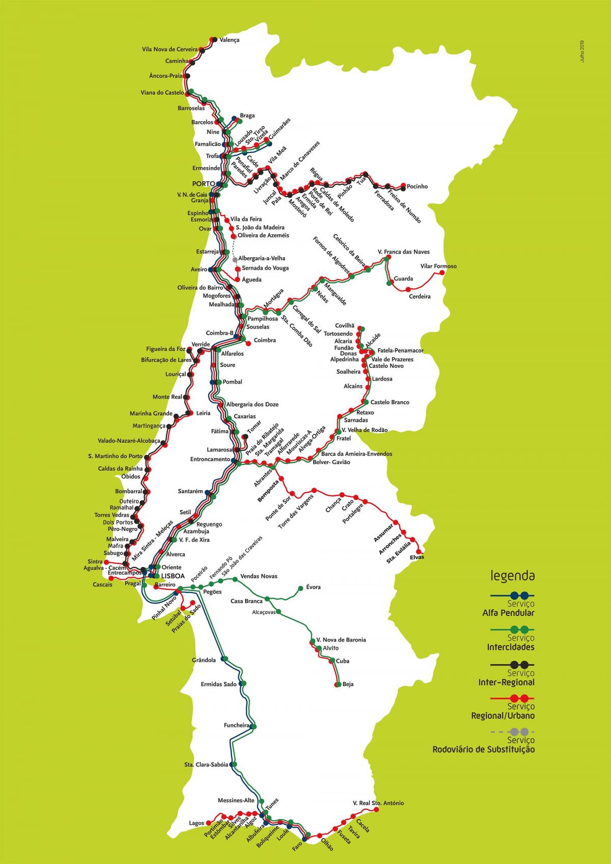train map Portugal