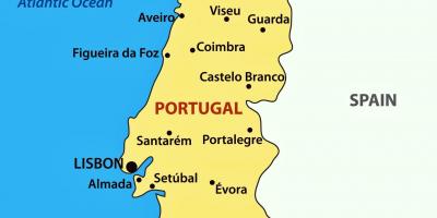 Porto on map of Portugal