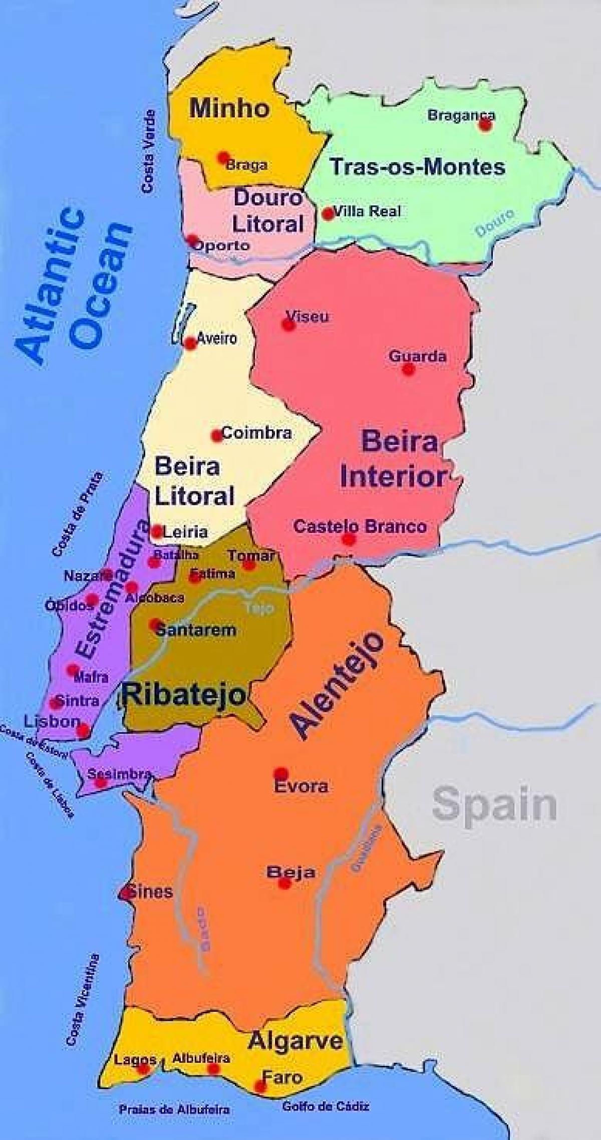 Portugal areas map Areas of Portugal map (Southern Europe Europe)