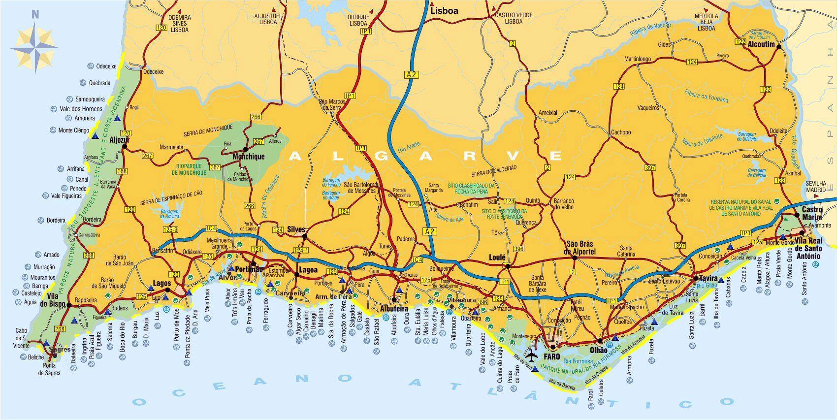 Administrative Map of the Algarve Region with Municipalities