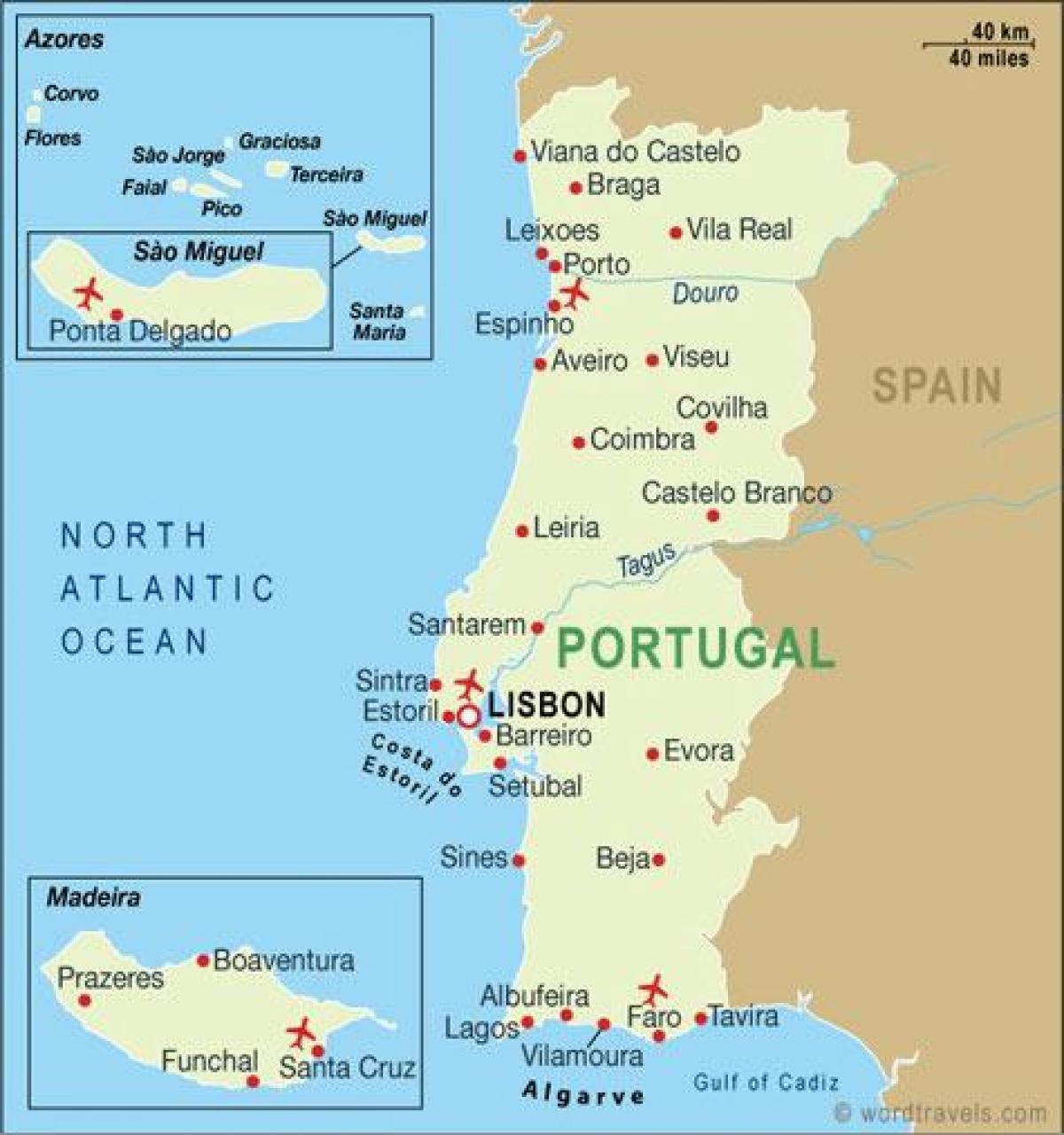 Portugal Airports Map Map Of Airports In Portugal Southern Europe   Portugal Airports Map 