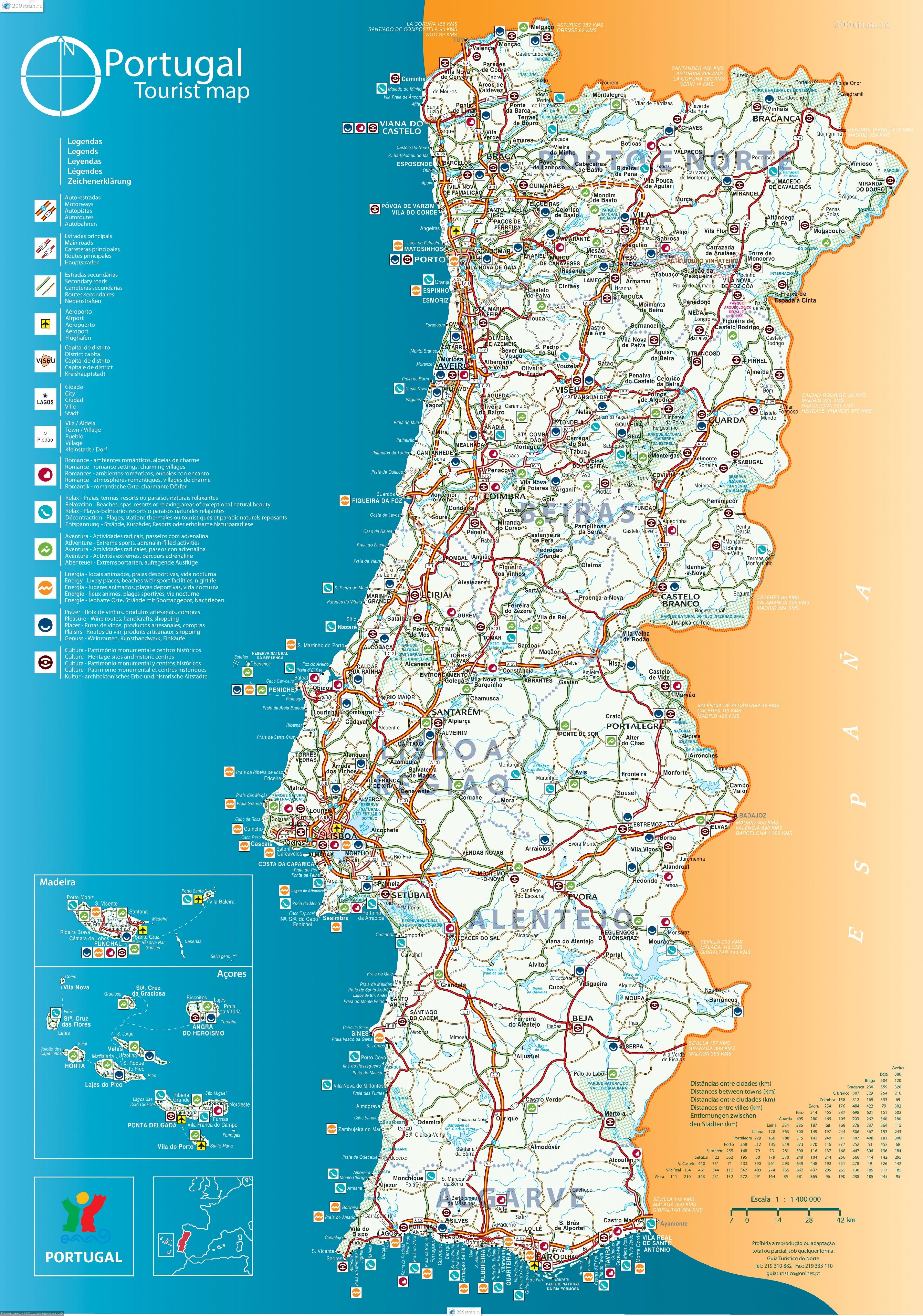 Porto Portugal map - Porto on map of Portugal (Southern Europe