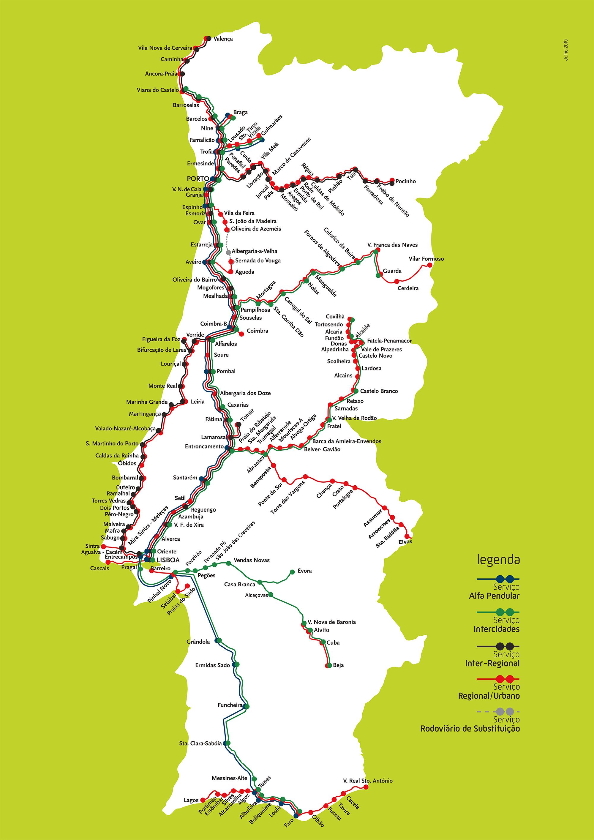 rail travel portugal map