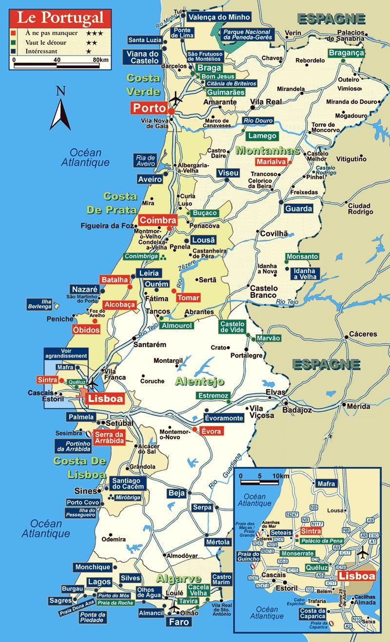 Portugal travel guide map - Portugal travel map (Southern ...