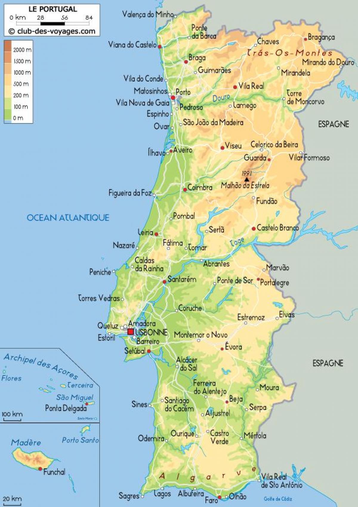 Maps of Portugal, Detailed map of Portugal in English