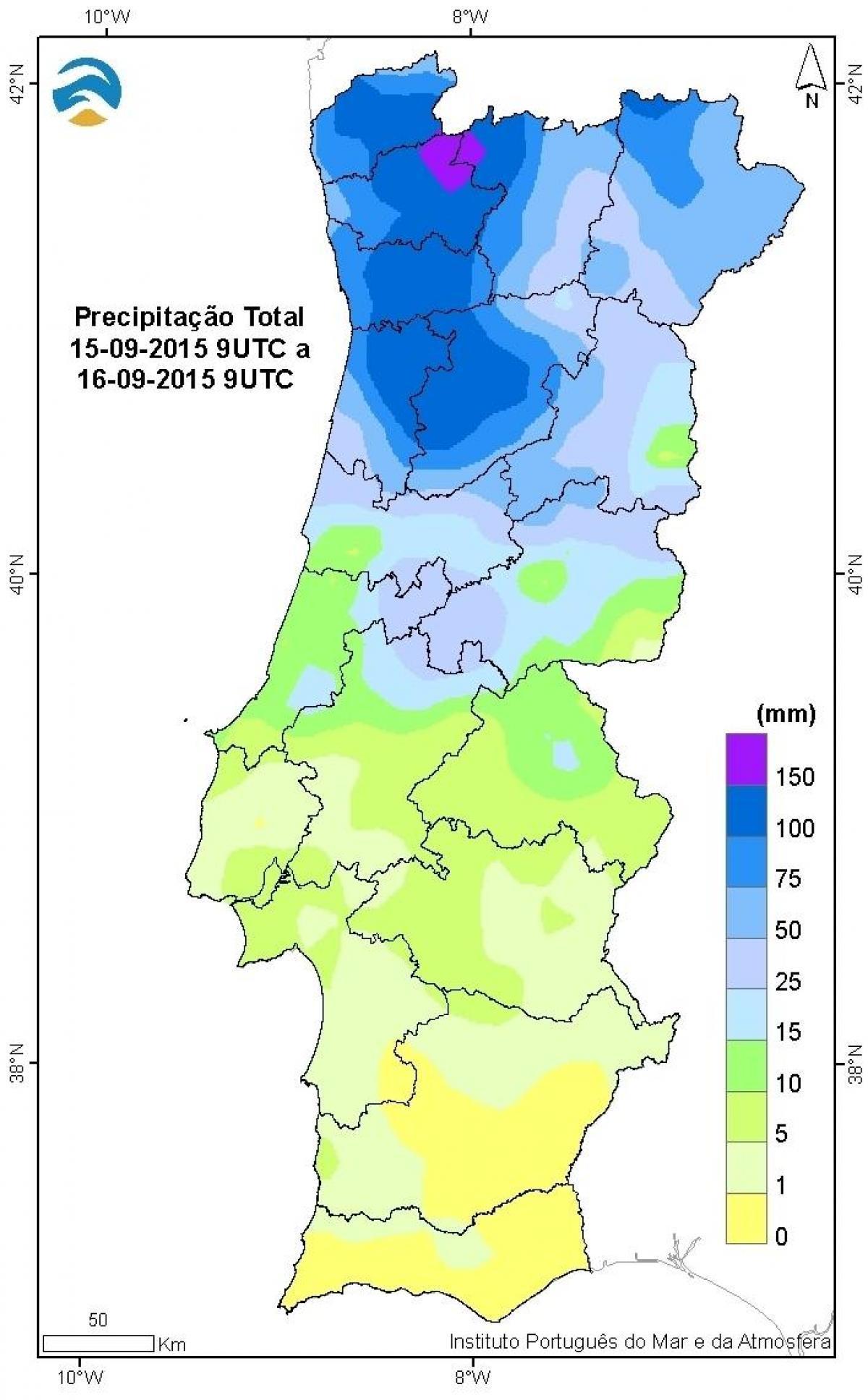 map of Portugal rain